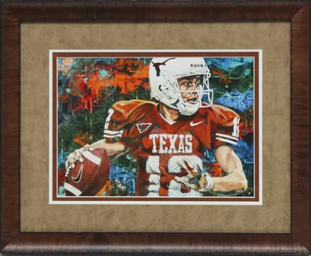 Prints custom framing example featuring Hurst Colt McCoy in Austin