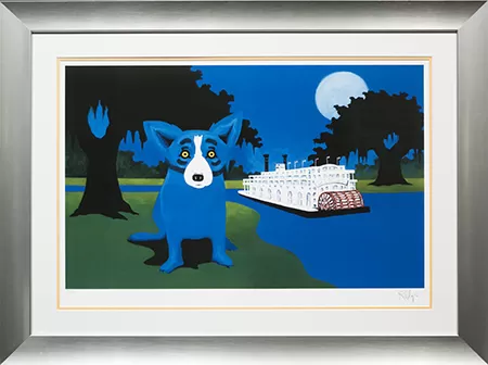 Space for Items to be Framed custom framing example featuring Blue Dog Silver and White m