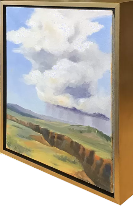 Original Canvas - Contemporary Framed custom framing example featuring Float Gold Deep Side in Austin