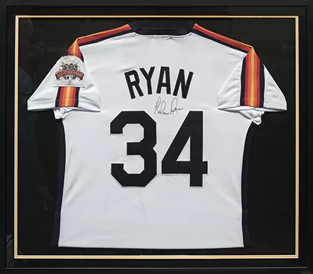 Jersey with Black Background and 2 Top Mats custom framing example featuring Jerseys Ryan Double Mat m in Austin