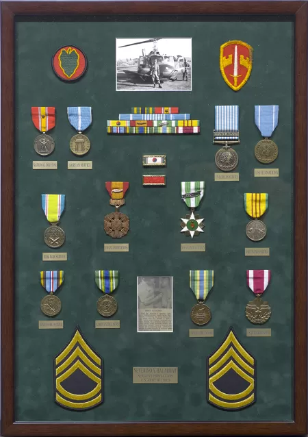 Military Award Framing custom framing example featuring Military and Awards l in Austin