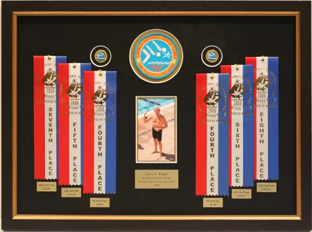 Ribbons custom framing example featuring Award Ribbons in Austin