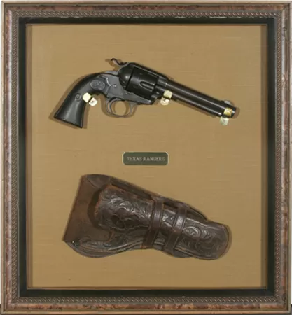 Guns, Stamps, and Cards custom framing example featuring Collection in Austin