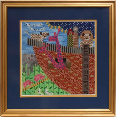 Needlepoint custom framing example in Austin