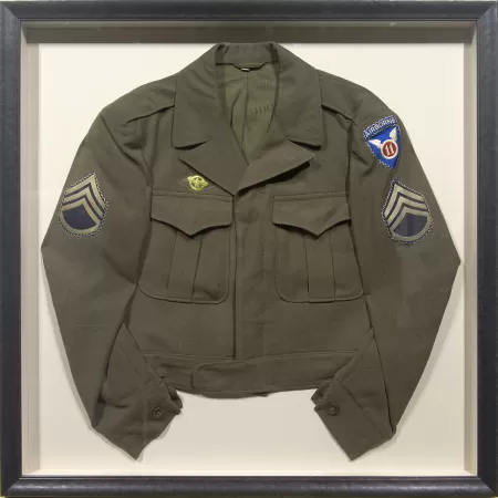 Military Jacket Shadowbox Framing custom framing example featuring Military Uniform Shadowbox l in Austin