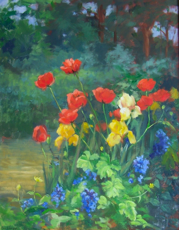 Poppies and Iris by artist Eve Larson