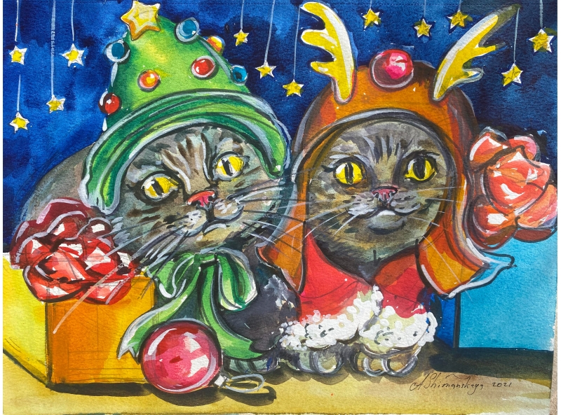 Cats by artist Anastasia Shimanskaya