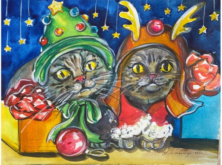 Cats by artist Anastasia Shimanskaya