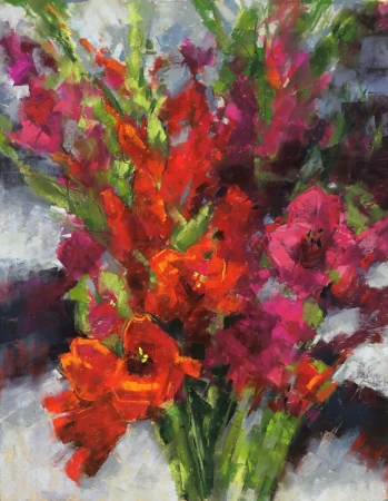 Hollyhocks by artist Jan Weaver