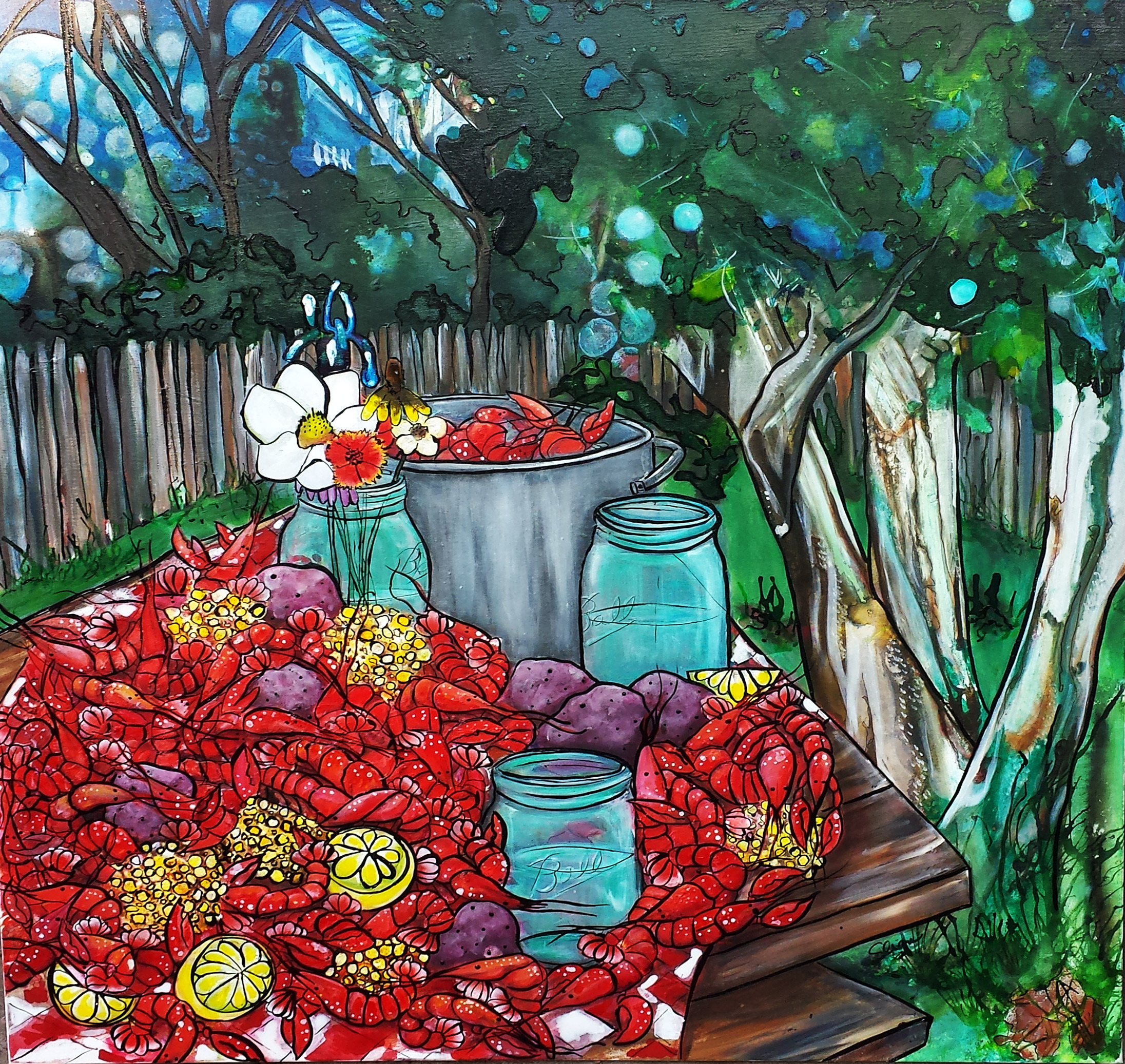 Moonshine and Mudbugs by artist Shannon Fannin